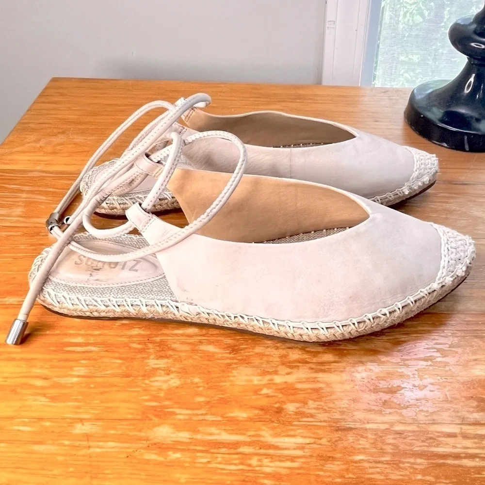 Schutz Liba Ankle-Tie Leather Espadrille Flats